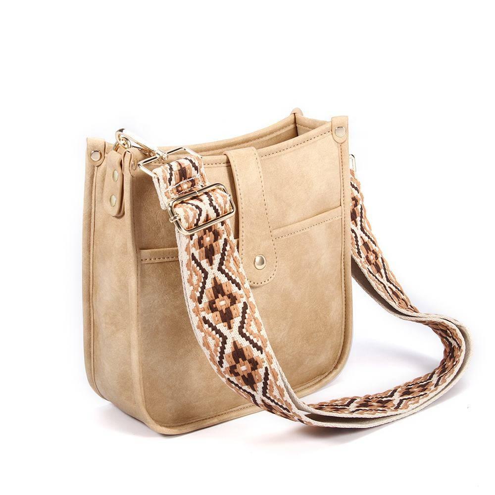 Sac Bandoulière Femme Cuir Vegan Design Sangle de Guitare Ajustable 6