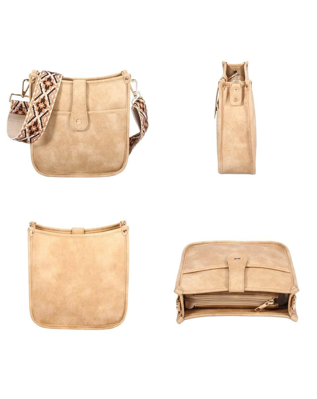 Sac Bandoulière Femme Cuir Vegan Design Sangle de Guitare Ajustable 7