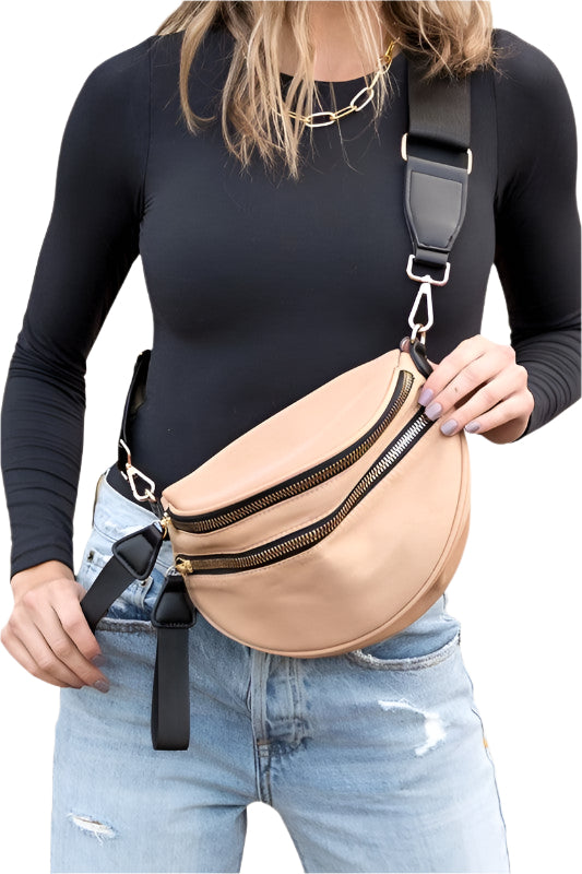 Sac Bandoulière Femme Nylon Double Zip Pratique et Stylé 0
