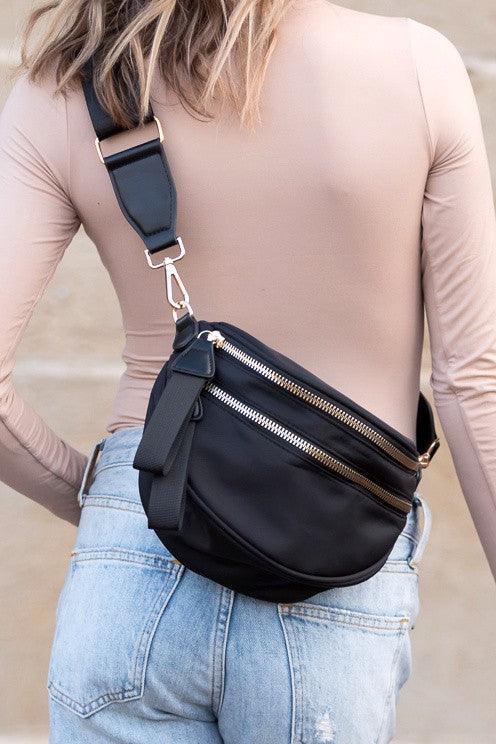 Sac Bandoulière Femme Nylon Double Zip Pratique et Stylé 4