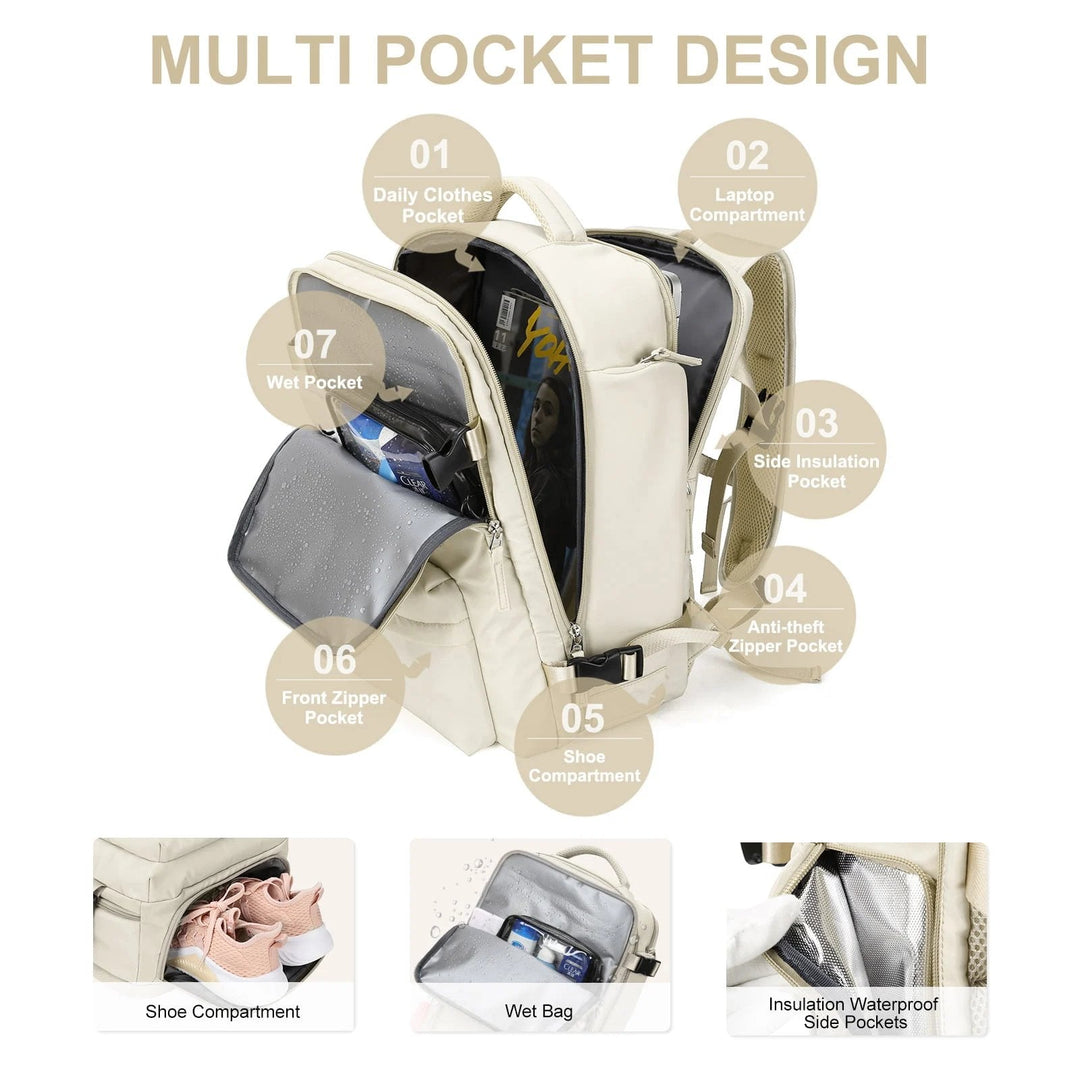 Sac à Dos Femme Voyage Fonctionnel avec Compartiments Pratiques 1