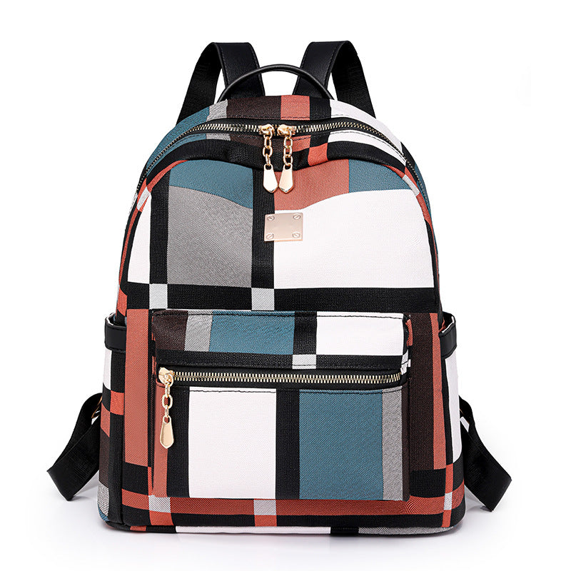 Sac à dos à motif à carreaux pour femme polyvalent 0