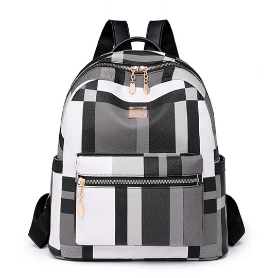 Sac à dos à motif à carreaux pour femme polyvalent 1