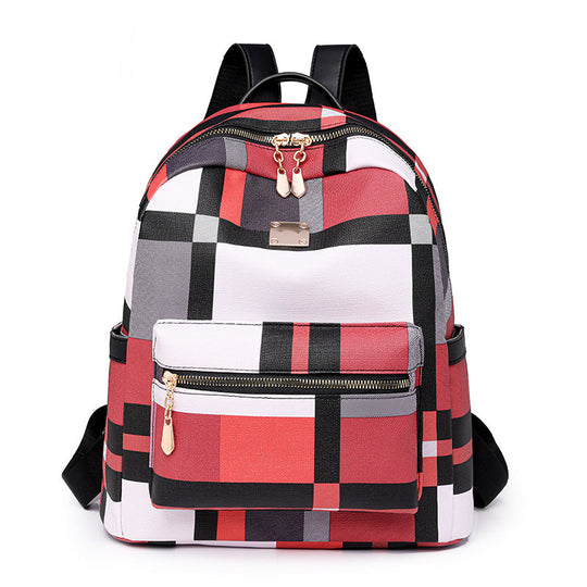 Sac à dos à motif à carreaux pour femme polyvalent 2