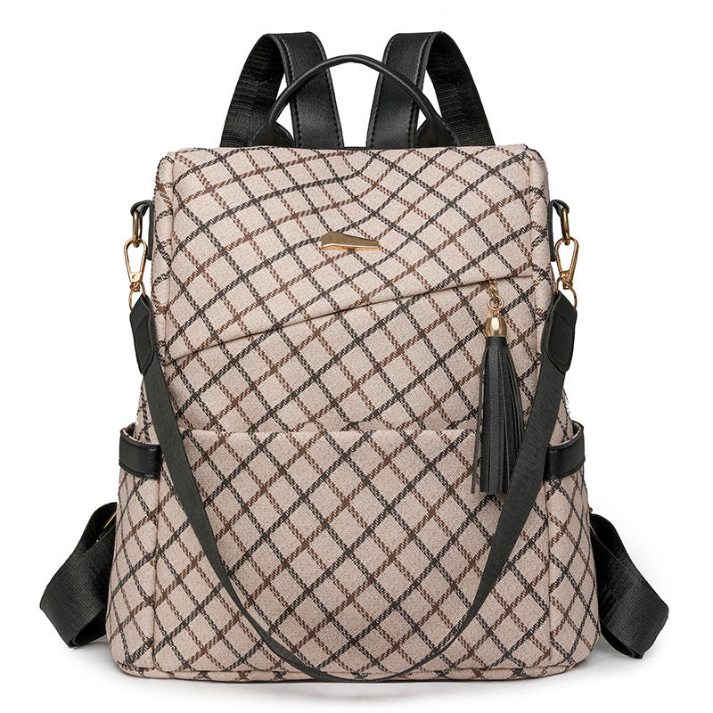 Sac à dos à motif à carreaux pour femme style moderne 1