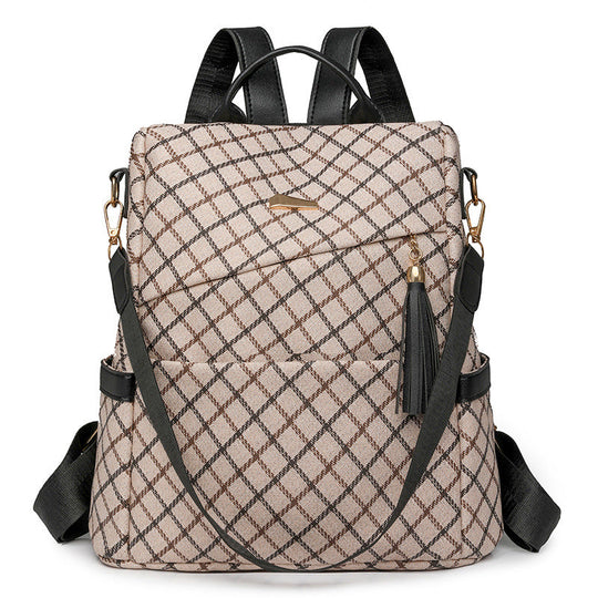 Sac à dos à motif à carreaux pour femme style moderne 1