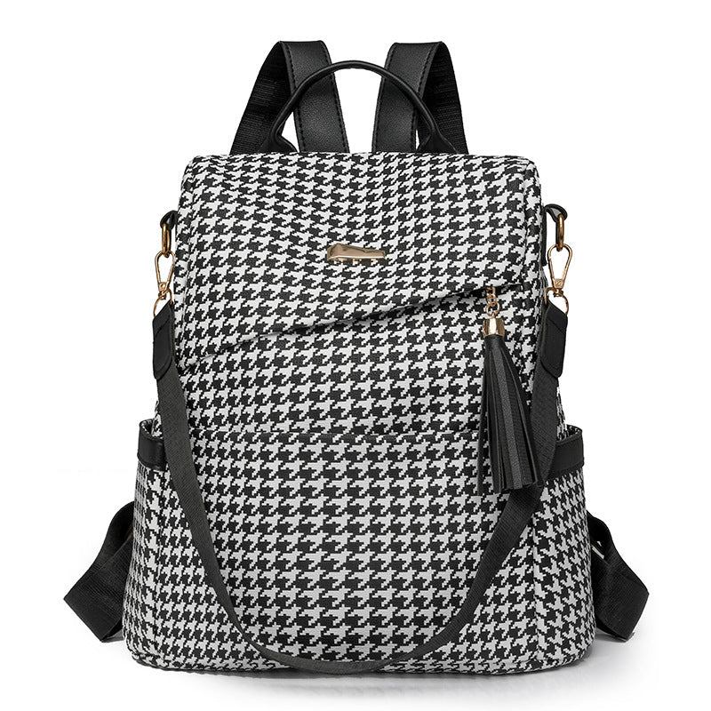 Sac à dos à motif à carreaux pour femme style moderne 2