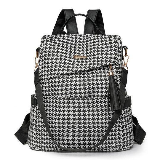Sac à dos à motif à carreaux pour femme style moderne 2
