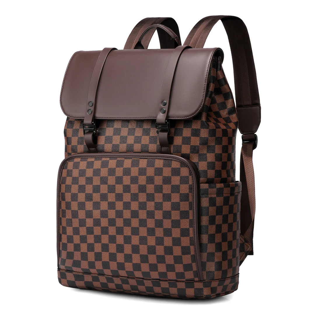 Sac à dos à motif damier pour homme et femme moderne 0
