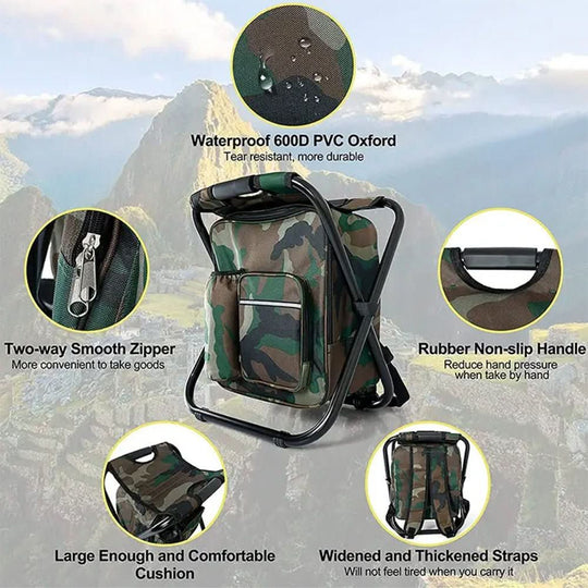 Sac à dos camouflage 3 en 1 avec chaise pliante 7