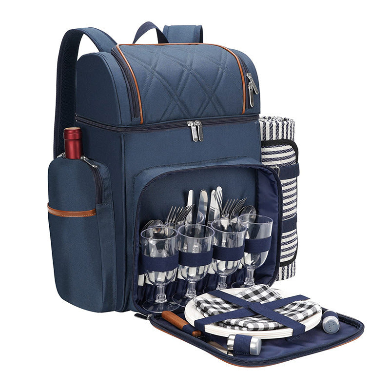 Sac à dos de pique-nique isolé avec ensemble de salle à manger complet pour homme et femme 0