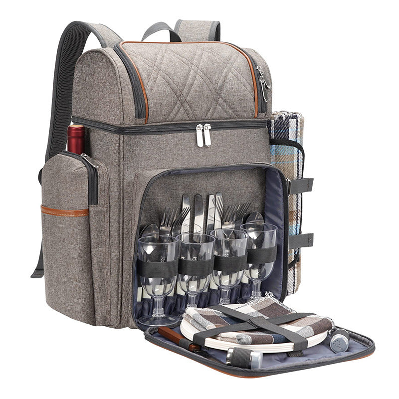 Sac à dos de pique-nique isolé avec ensemble de salle à manger complet pour homme et femme 1