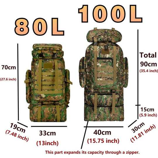 Sac à dos de randonnée 80L/100L pour hommes et femmes 1