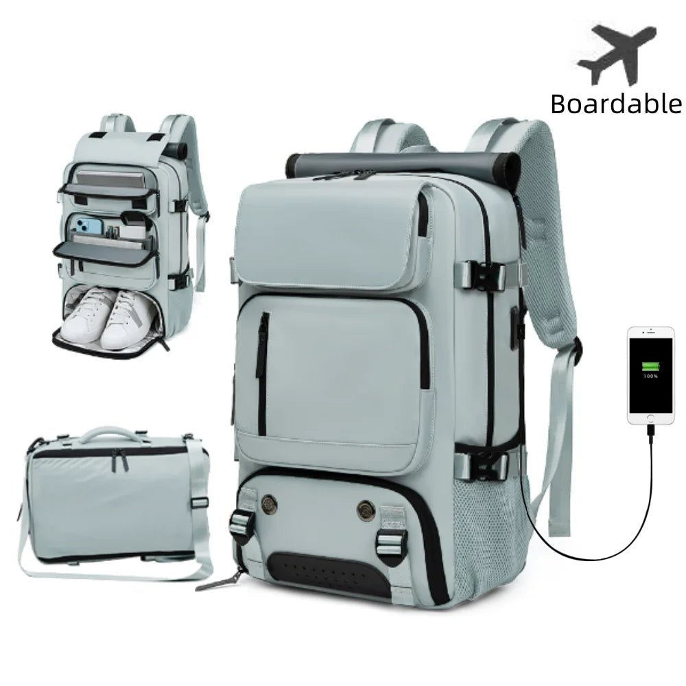 Sac à dos de voyage imperméable avec port USB et compartiment à chaussures 1