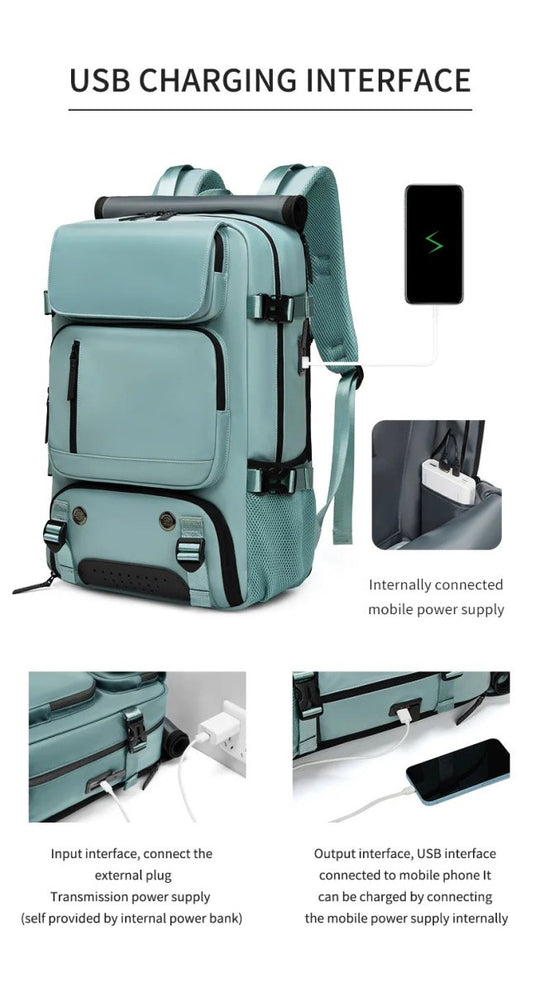 Sac à dos de voyage imperméable avec port USB et compartiment à chaussures 4