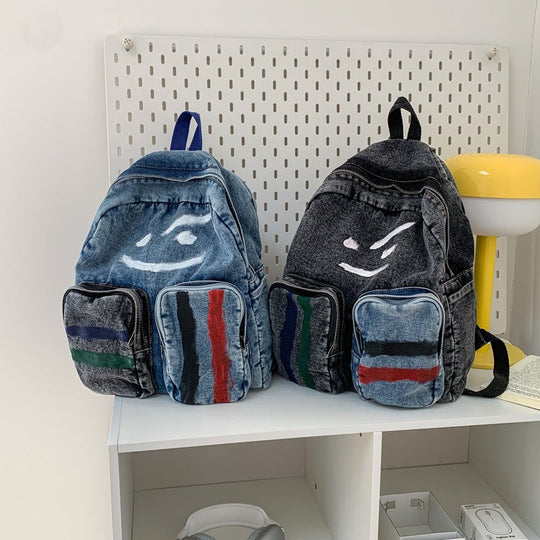 Sac à dos denim artistique pour homme et femme 1