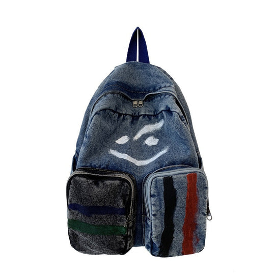 Sac à dos denim artistique pour homme et femme 6