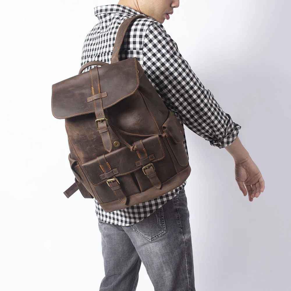 Sac à dos en cuir pour hommes vintage 2