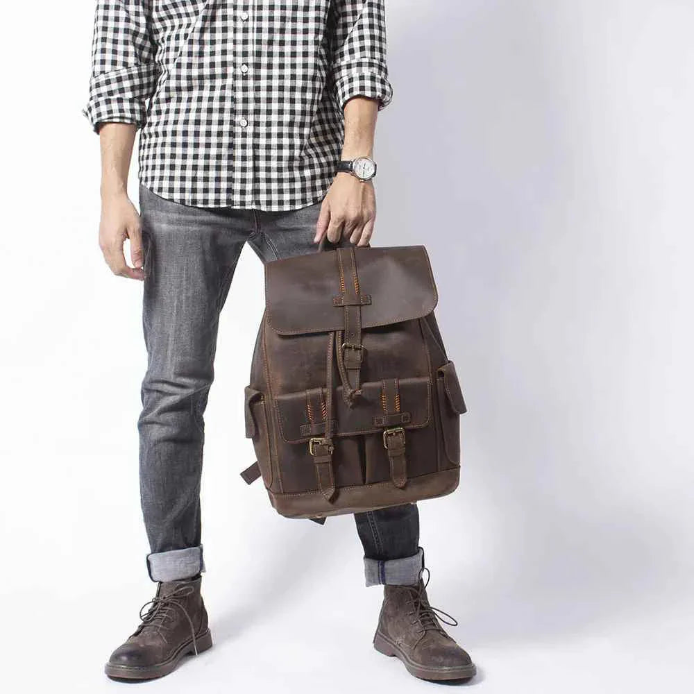 Sac à dos en cuir pour hommes vintage 3