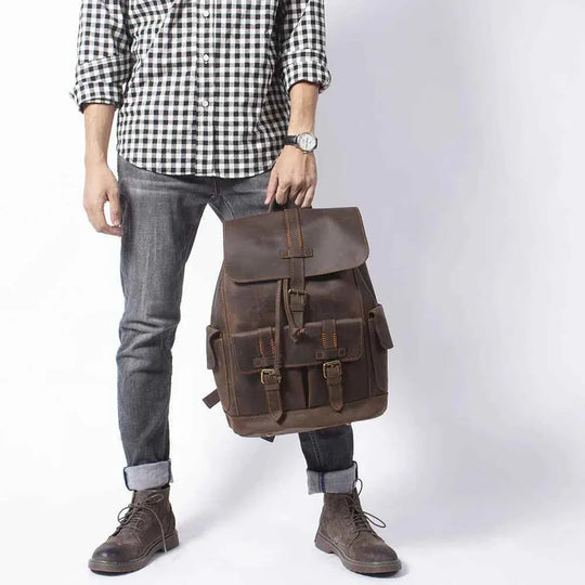 Sac à dos en cuir pour hommes vintage 3