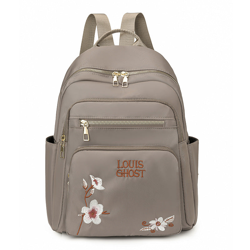 Sac à dos multi-poches pour femme avec broderie florale 1