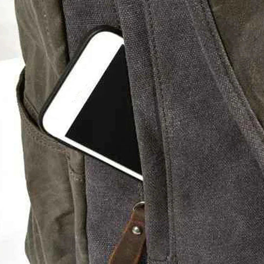 Sac à dos pour hommes en toile imperméable au style vintage 3