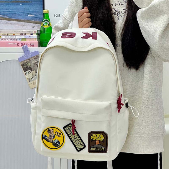 Sac à dos unisexe avec patch brodé tendance 0