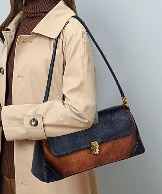 Sac à main fourre-tout marron avec design contrasté 1