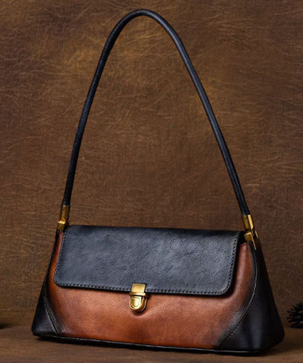 Sac à main fourre-tout marron avec design contrasté 2