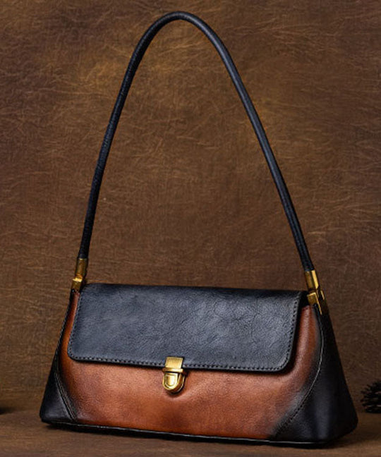 Sac à main fourre-tout marron avec design contrasté 2