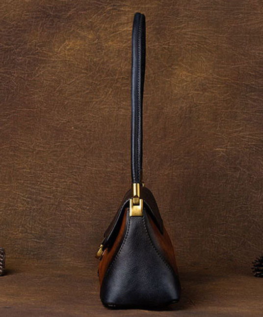 Sac à main fourre-tout marron avec design contrasté 4