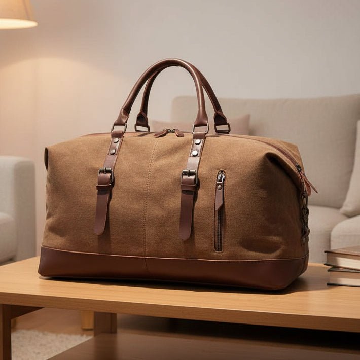 Sac de sport pour homme en toile et cuir 1