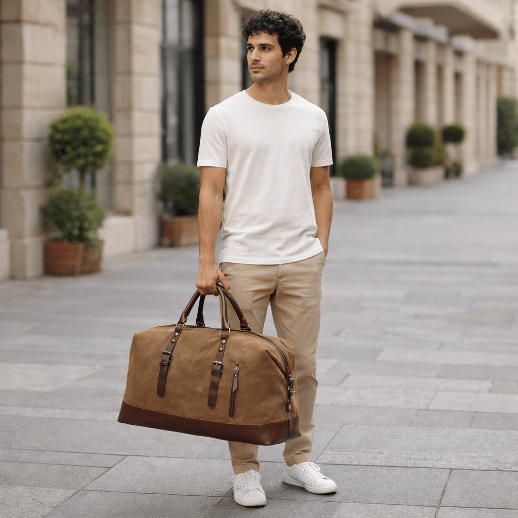 Sac de sport pour homme en toile et cuir 2