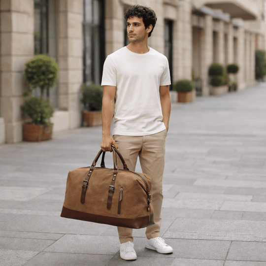 Sac de sport pour homme en toile et cuir 2