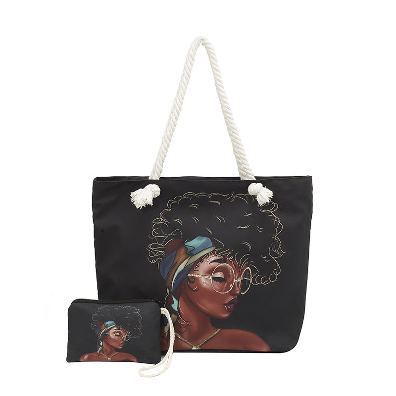 Sac fourre-tout de plage à imprimé graphique pour femme 0