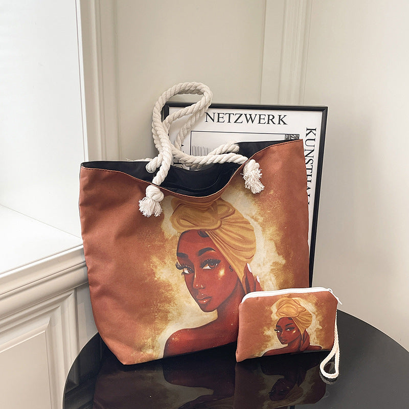 Sac fourre-tout de plage à imprimé graphique pour femme 1