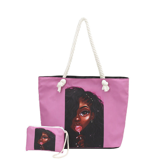 Sac fourre-tout de plage à imprimé graphique pour femme 12