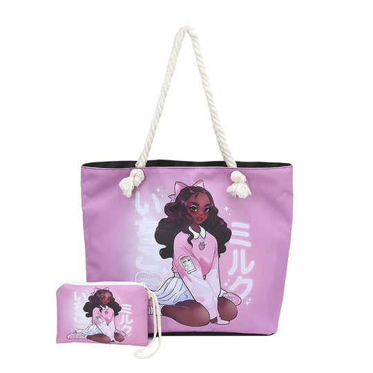 Sac fourre-tout de plage à imprimé graphique pour femme 15
