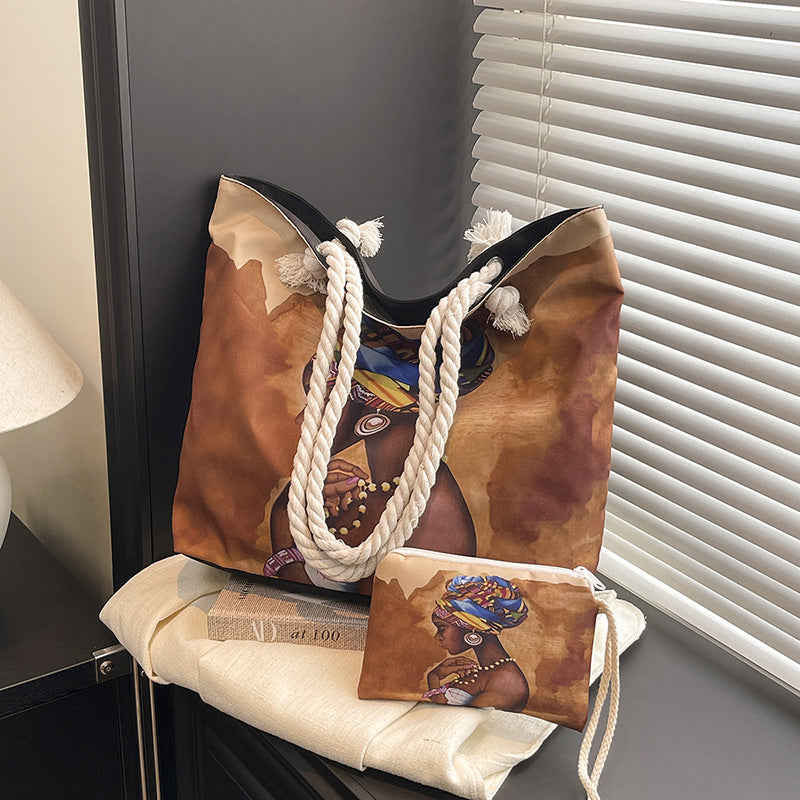 Sac fourre-tout de plage à imprimé graphique pour femme 4