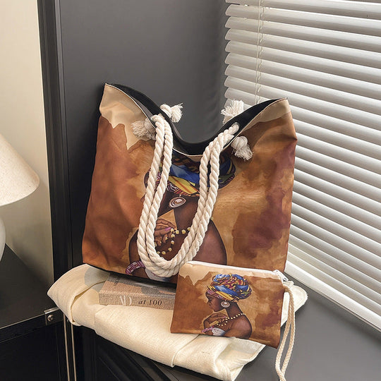 Sac fourre-tout de plage à imprimé graphique pour femme 4
