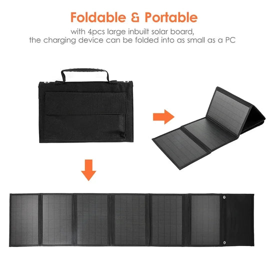 Sac pliable pour panneau solaire portable avec sorties USB et DC pour usage extérieur 3