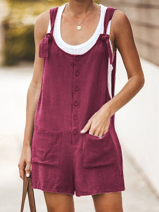 Salopette Femme Coton Lin Style Bohème Bretelles Ajustables 4