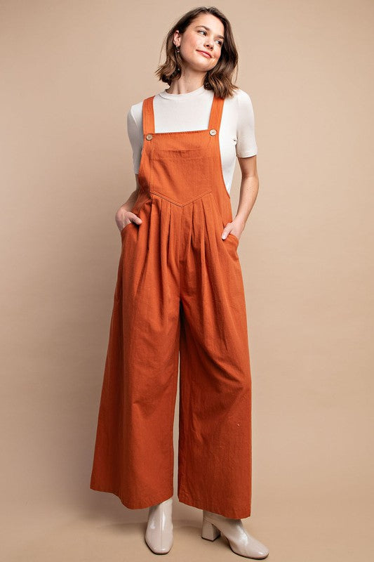 Salopette à Poches Détail Pliée pour Femme en Couleur Terre Cuite 1