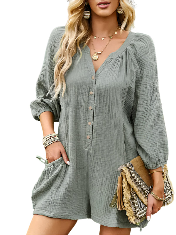 Salopette en Coton et Lin pour Femmes, Style Décontracté 2