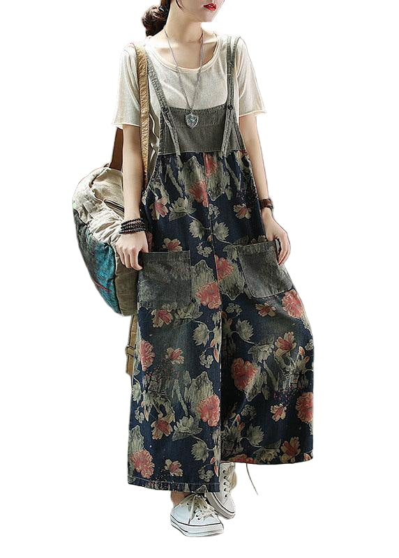 Salopette en Denim à Imprimé Patchwork pour Femme 0