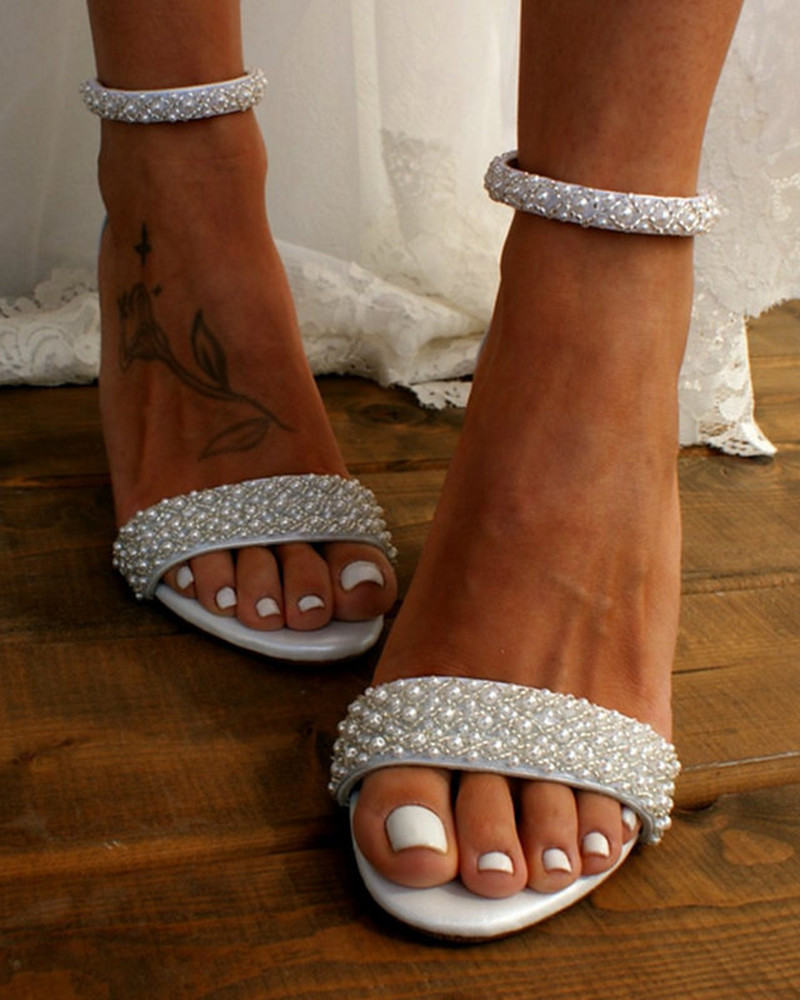 Sandales Femme Mariée à Brides Délicates pour Mariage et Événements Festifs 4