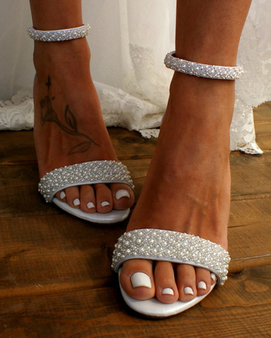 Sandales Femme Mariée à Brides Délicates pour Mariage et Événements Festifs 4