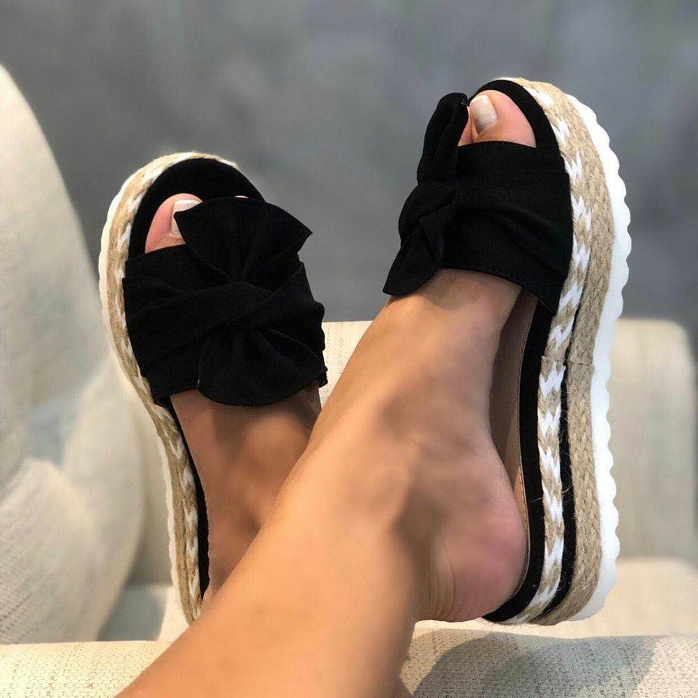Sandales Femme à Plateforme avec Nœud Décoratif 5