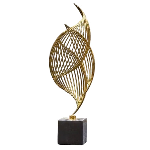 Sculpture Abstraite Contemporaine en Métal Doré 0