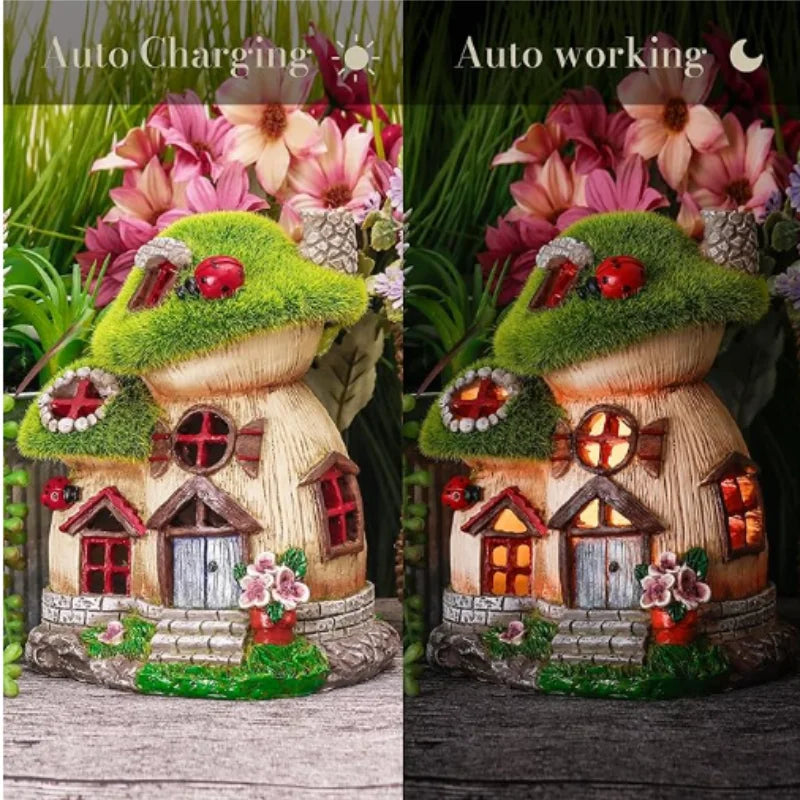 Sculpture de Maison Champignon Décorative pour Jardin 3